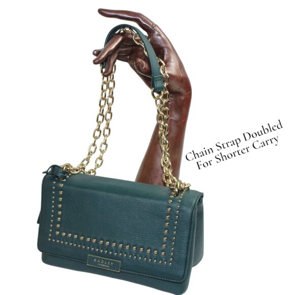 Radley London Mill Bay Teal Stud Flap Over Cross Body Bag - Picture 6 of 11